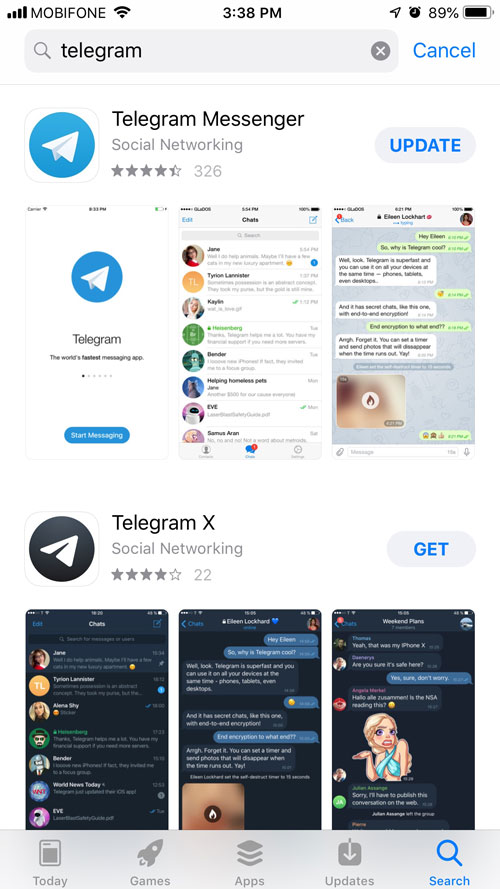Telegram on app store